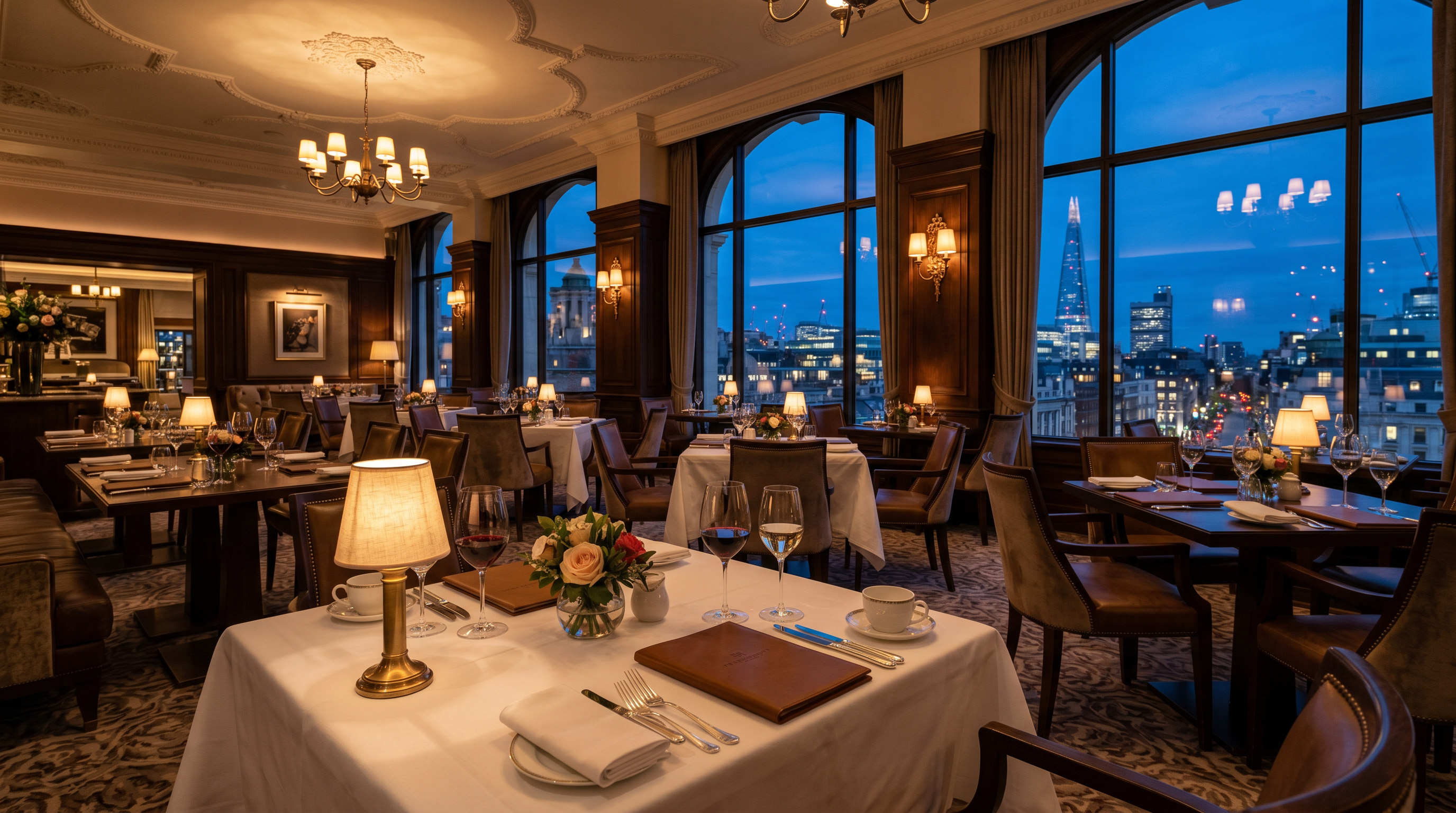 Fine dining restaurant table setting inside the hotel